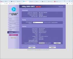 WWW interface with default button in HWg-SMS-GW3 devices